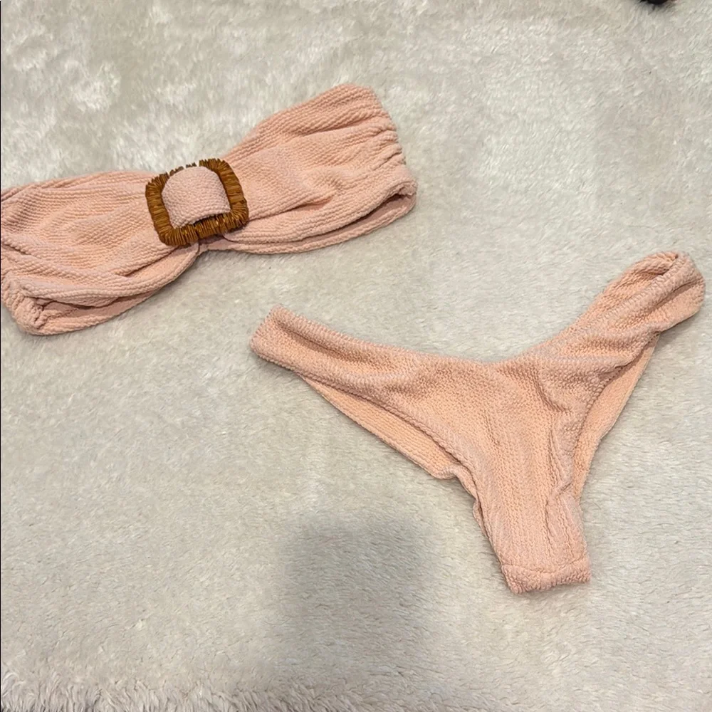 Peach Textured Bikini Set - Picture 1 of 3